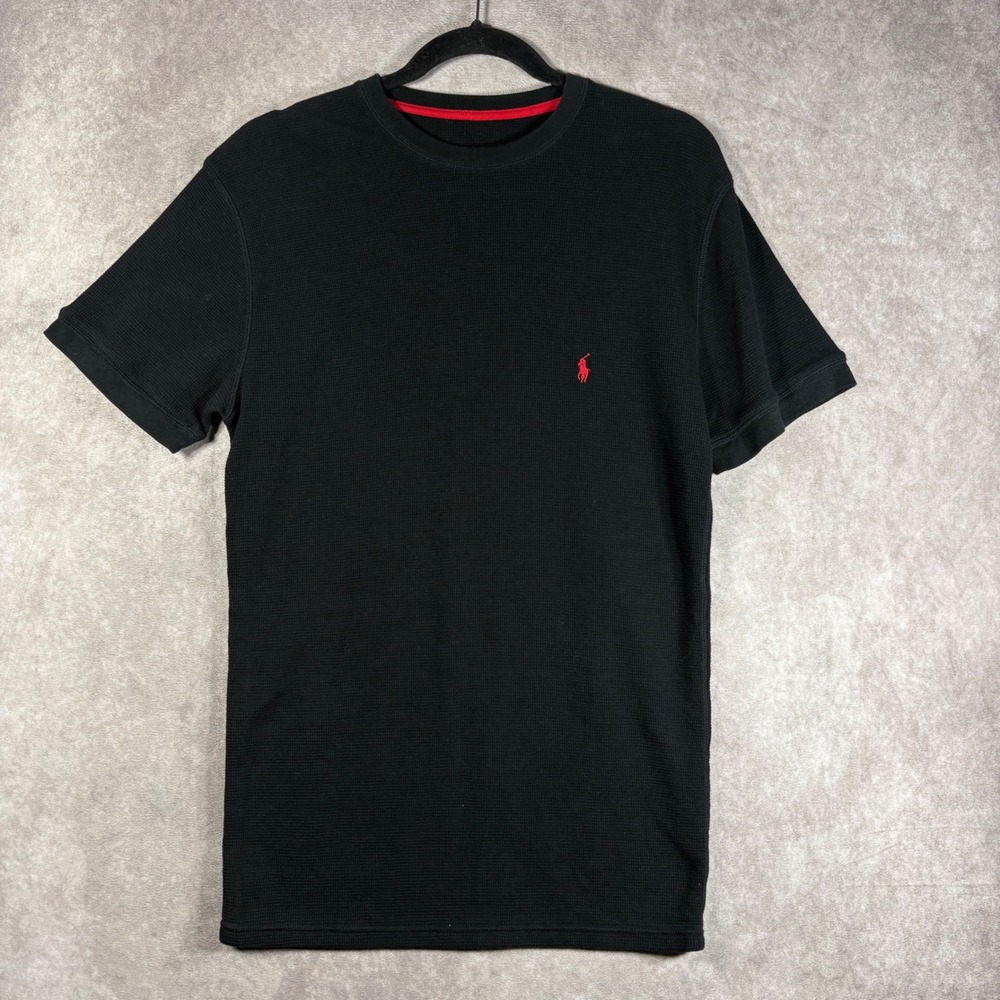Polo Ralph Lauren Thermal Shirt Men S Black Pony Logo Waffle Knit Casual Preppy